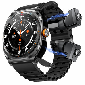 2 in 1 Smart Watch with Earbuds for Men TWS Wireless Earphones Smart Watches for Android iOS Phones with Bluetooth Calls Heart Rate Sleep Monitor Exercise Modes Custom Dial